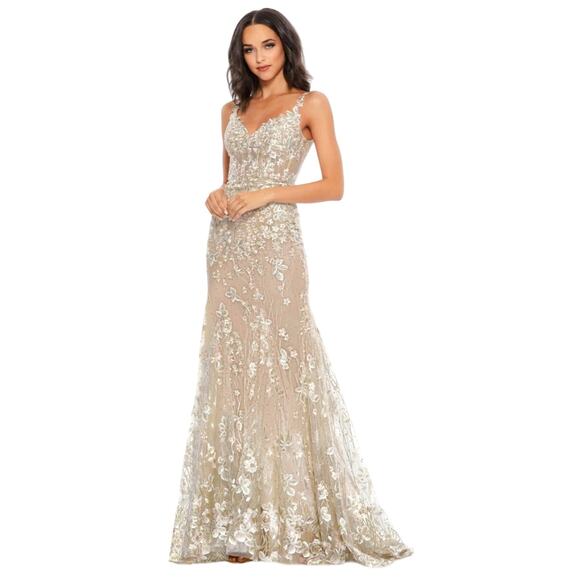 Mac Duggal 67492 Floral Embroidered Corset Bodice Gown Size 8 NWT - Picture 2 of 12